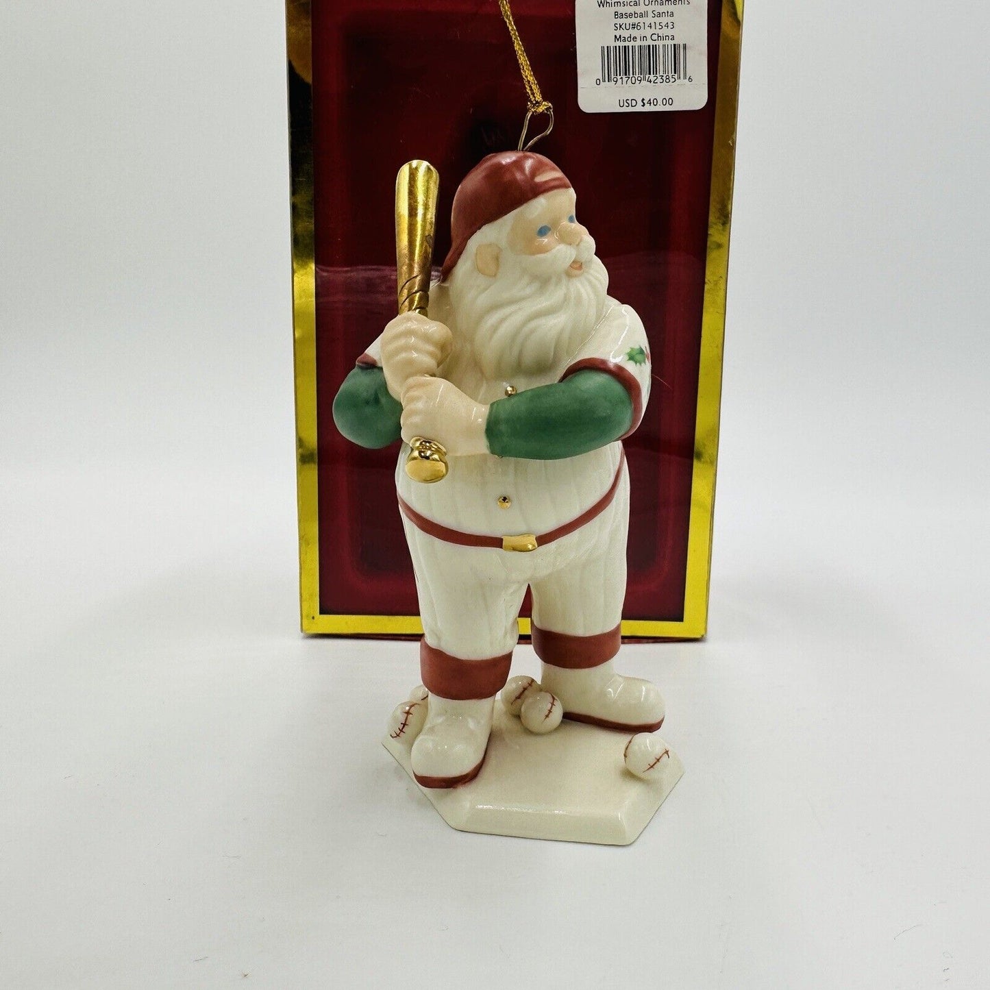Lenox Ornament Santa Baseball Christmas Figurine Sport Porcelain Box