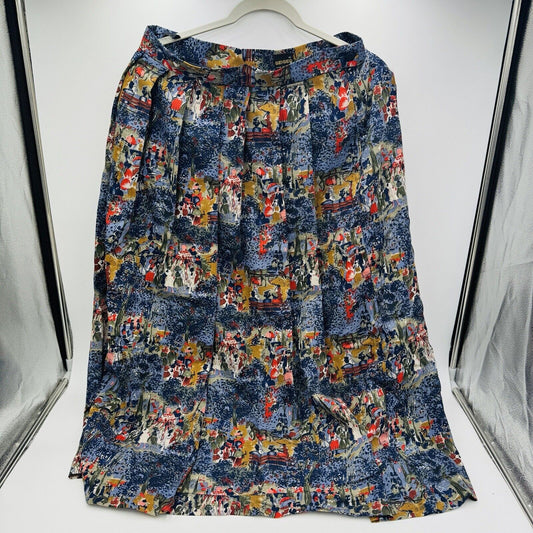 Geiger Pleated Printed Pure Wool Skirt size 42 Made In Austria Vintage 33"L