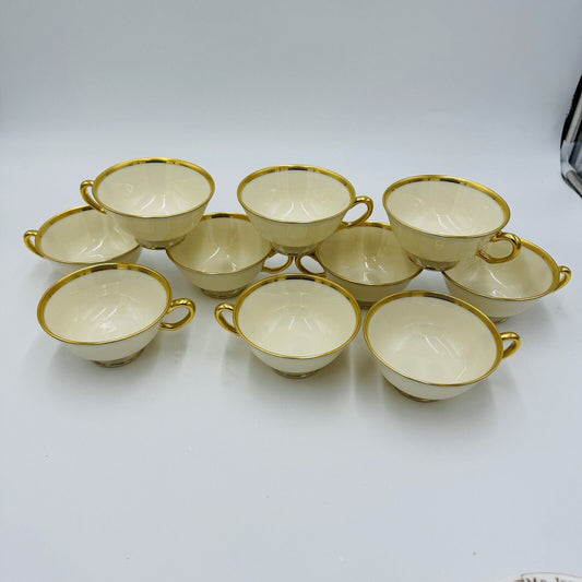 Lenox Tuxedo Gold J-33 Porcelain USA Tea Cups 10 Pieces