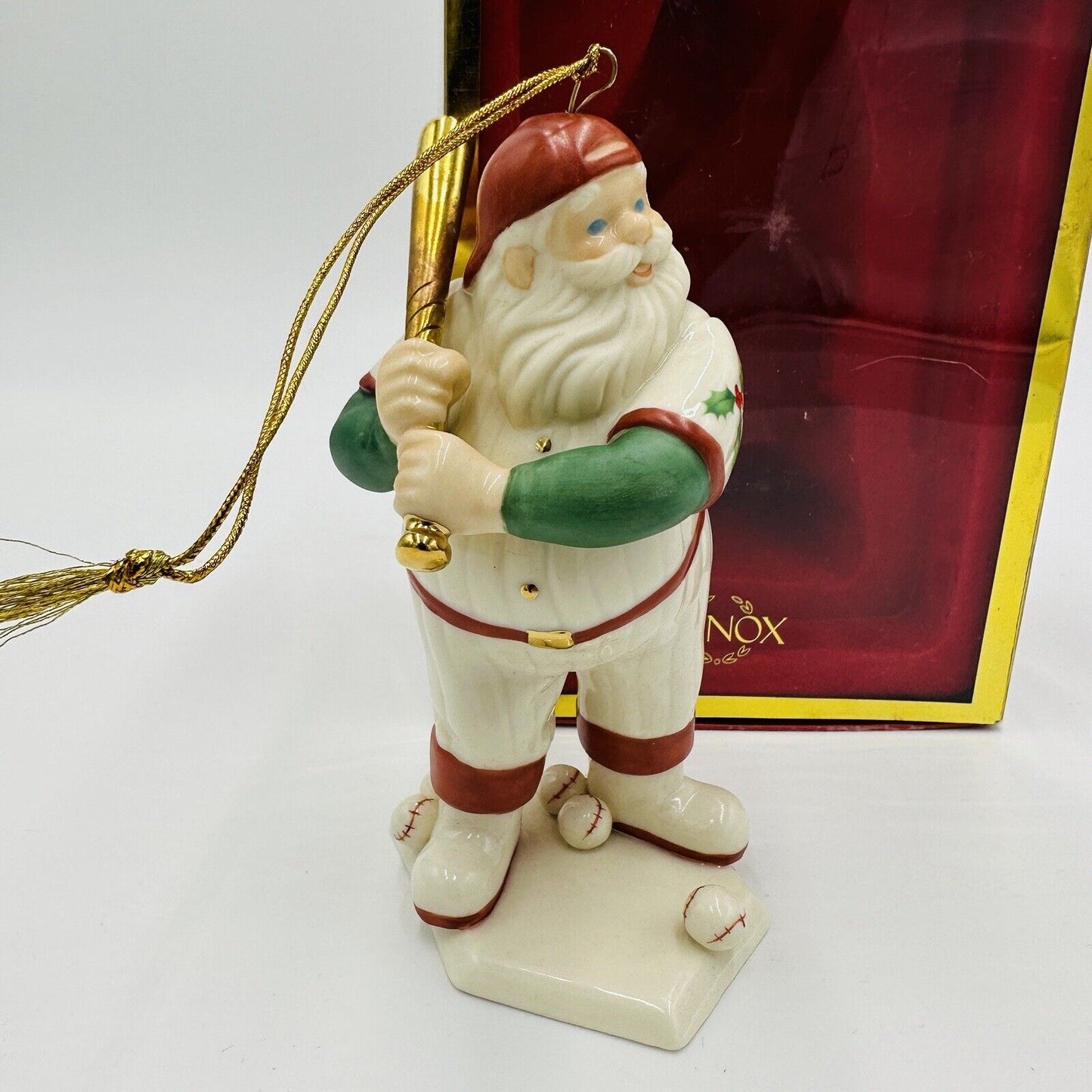 Lenox Ornament Santa Baseball Christmas Figurine Sport Porcelain Box