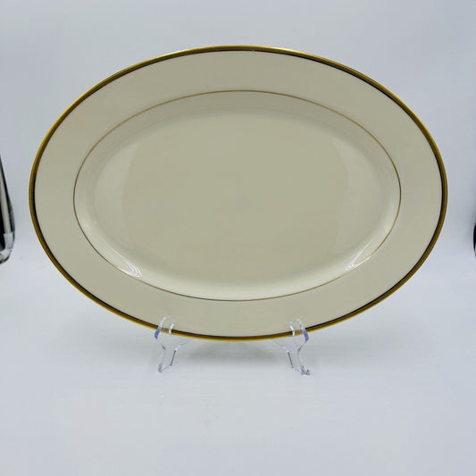 Lenox Tuxedo Gold Trim 16" Medium Oval Ivory China Platter Serving Dish J-33