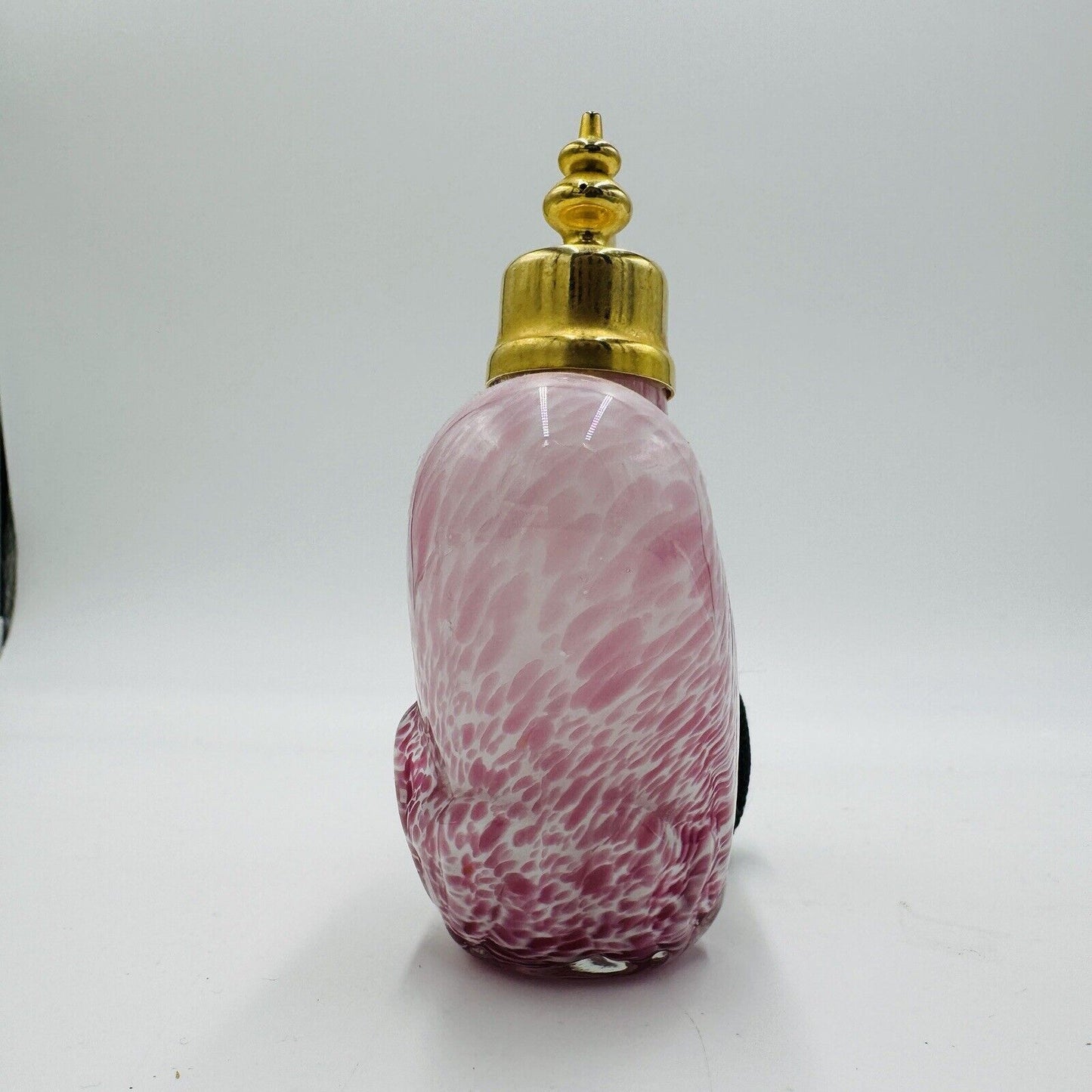 Vintage Murano Glass Pink & White Swirled Spray Atomizer Perfume Bottle Heart