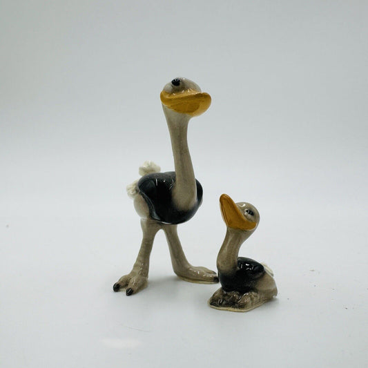 Retired Hagen Renaker Miniature Ostrich & Baby Figurine Vintage Collectibles