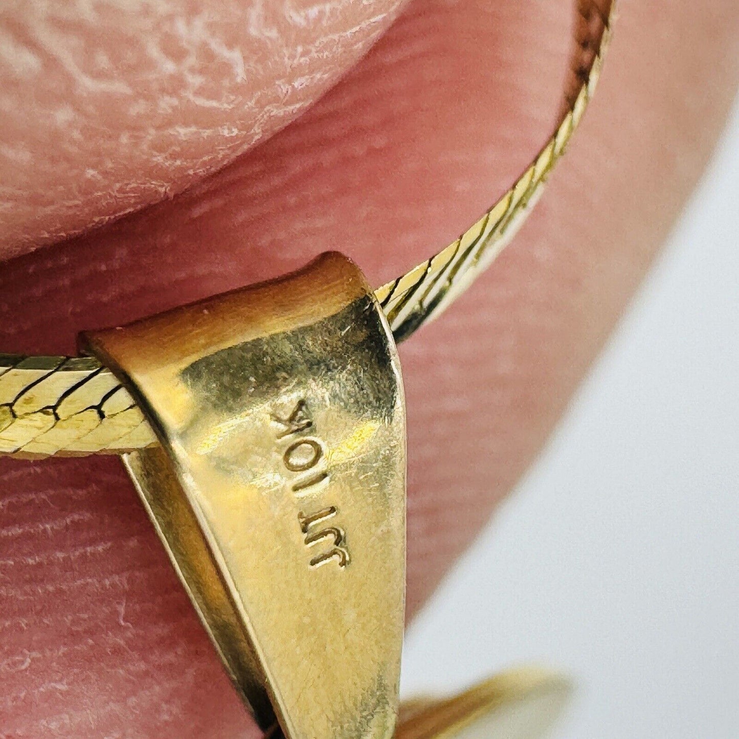 Vintage Herringbone 14k Gold Chain Women 10" W/10k JJT Pendant Jewelry