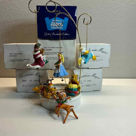 Disney Vintage Ornaments Pooh Rudolph Plato Donald Beauty Lot of 6 Christmas