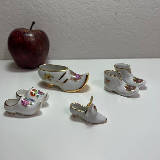 Limoges France Porcelain Miniature Victorian Dutch Shoes hand painted