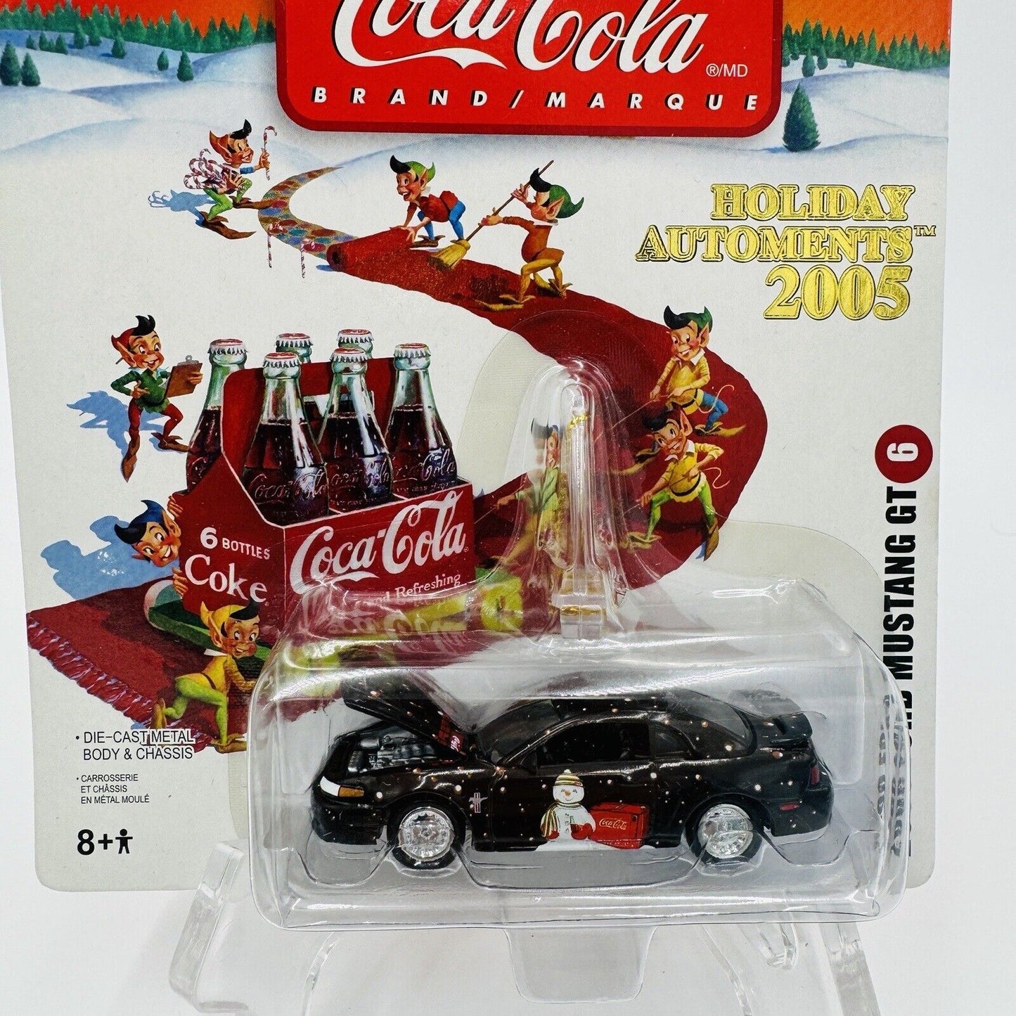 2005 Johnny Lightning Coca Cola Holiday Ornaments #6 2000 Ford Mustang GT