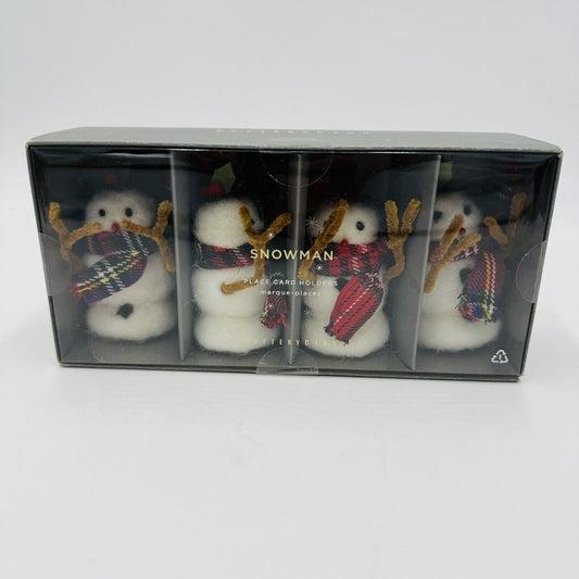 Pottery Barn Felt Snowman Placecard Holders Set of 4 Pieces Sealed Christmas