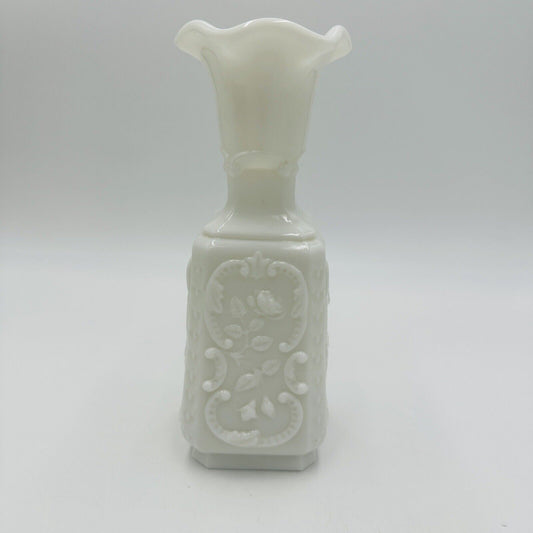 Masque Drama Glass Jester & Flowers Vase Evil Face Vintage Imperial White
