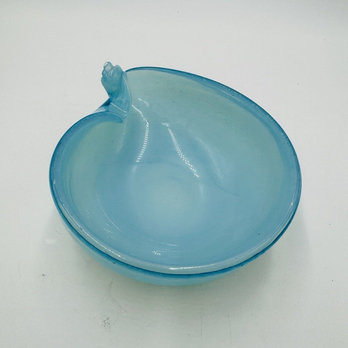 MCM Murano Art Glass Barbini Aqua Blue Bowl Italy Hand Blown