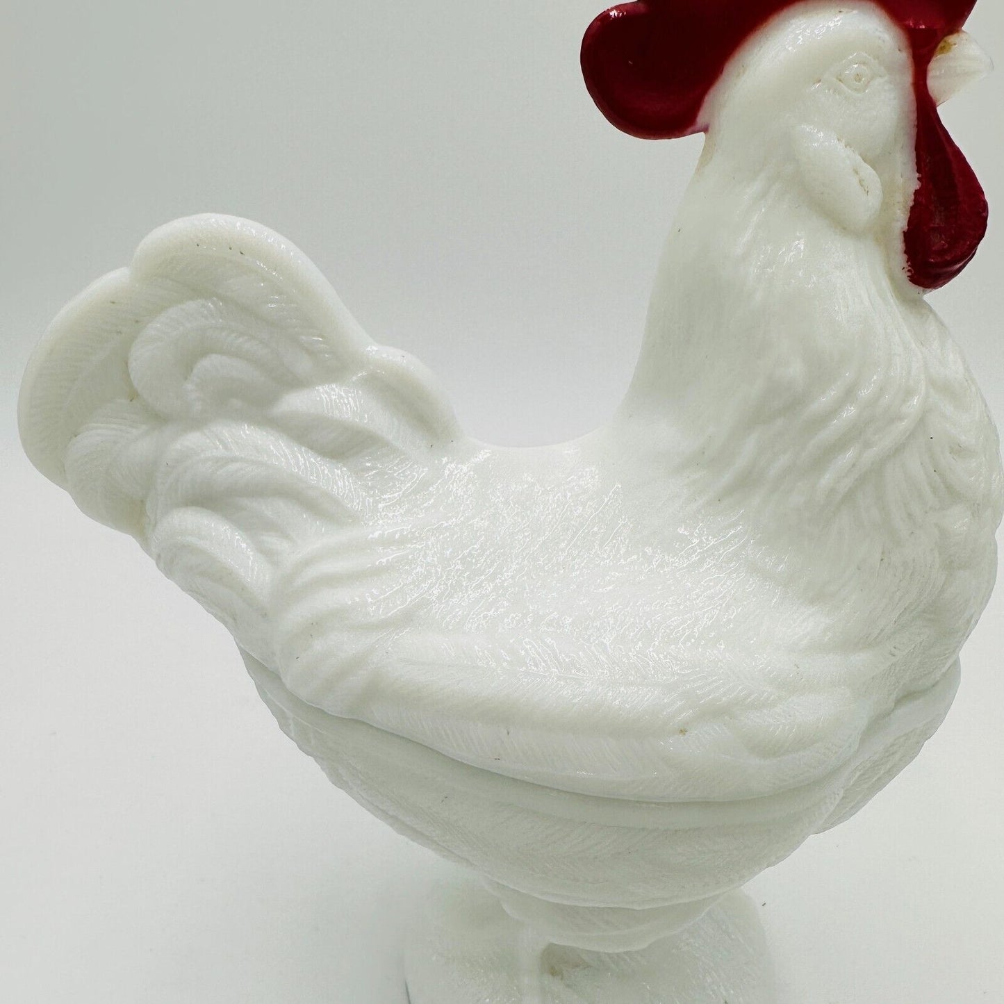 Westmoreland Rooster Milk Glass 2 Pieces Lid Candy Dish Home Decor Large