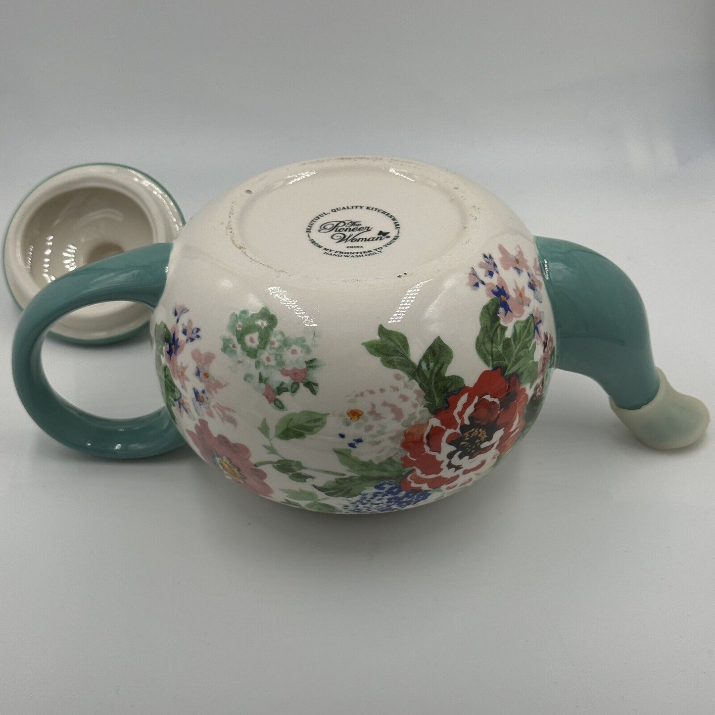 The Pioneer Woman Teapot Country Garden Flower Teal Serveware Farmhouse Decor