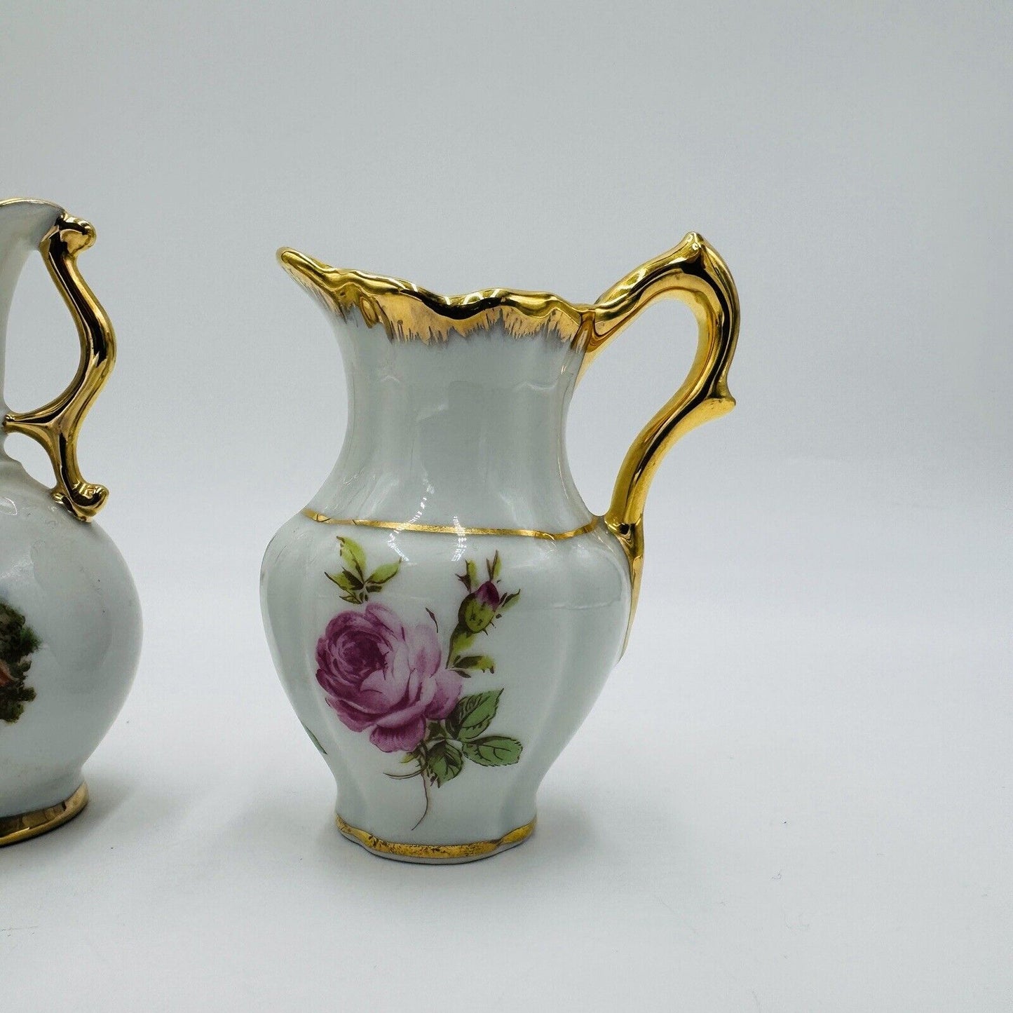Limoges France Porcelain Miniature Painted Set Mini Vase Urn Bowl