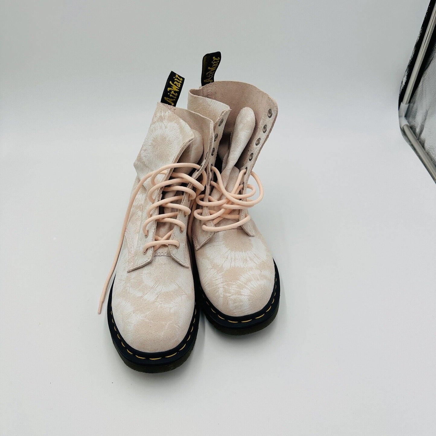 Dr Martens Women's Size 10 Tie Dye Boots Leather Pink White Shoes