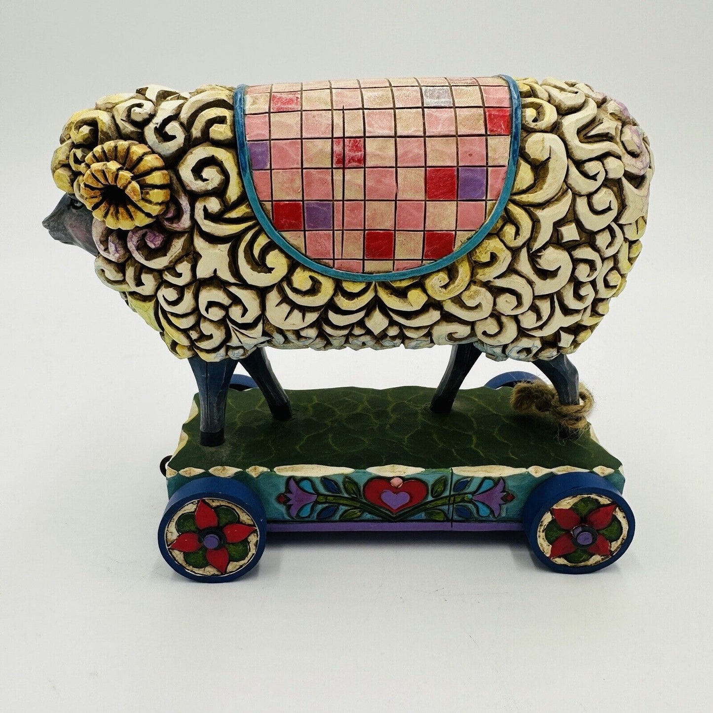 Jim Shore Heartwood Creek Wooly Ram Figurine Wheels Sheep