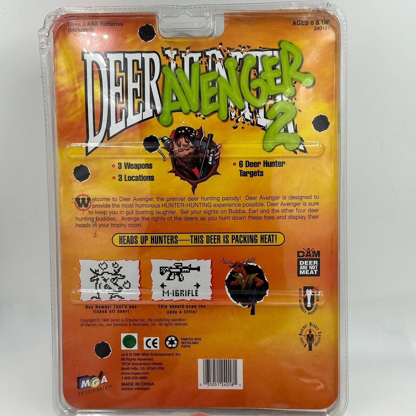 Deer Avenger 2 Hunting Real Paintball Challenge Playmates Electronic Mga 1999