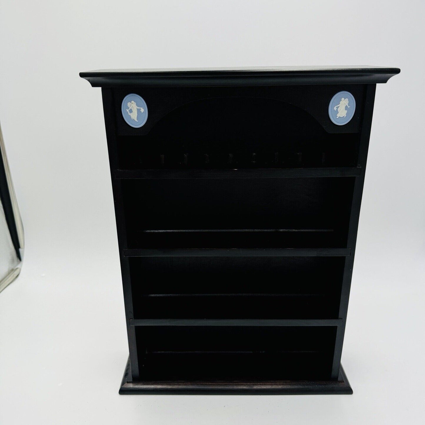 Wedgwood Display Shelf Jasperware Dancing Hour Black Wood Cabinet Case England