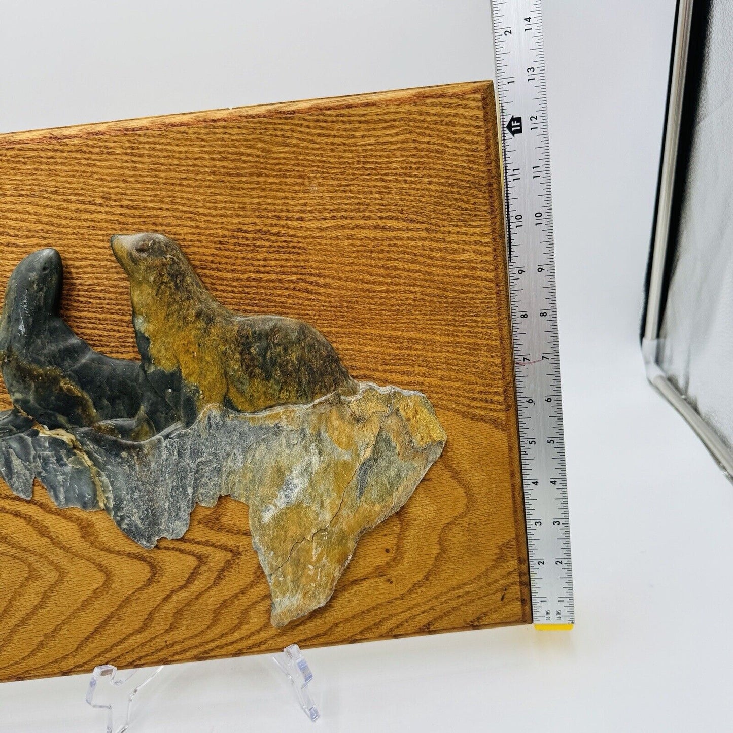 Original Art By Potter United Alaskan Artists Carved Stone Seals Decor 13"x14