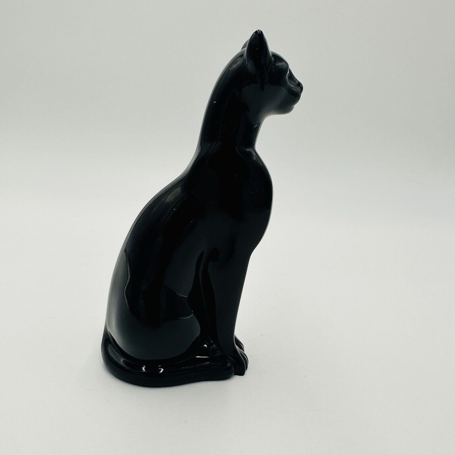 Baccarat Crystal French Black Cat Figurine Made In France Vintage Signed
