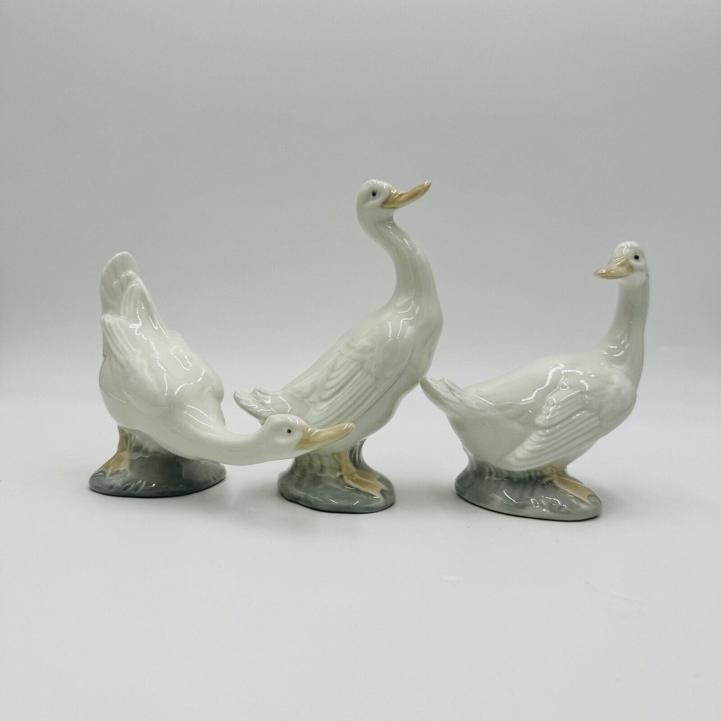 Nao By Lladro Spain Porcelain White Ducks Porcelain Figurines Set Vintage 3