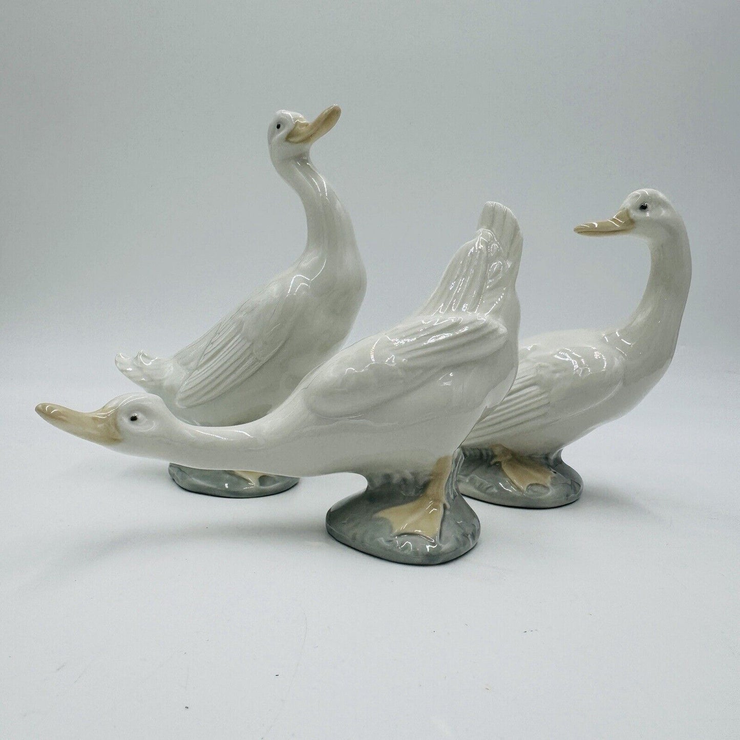 Nao By Lladro Spain Porcelain White Ducks Porcelain Figurines Set Vintage 3