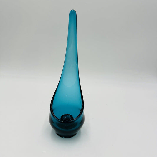 Viking Art Glass Taper Bluenique Glow Candle Holder 11" Mid Century Modern