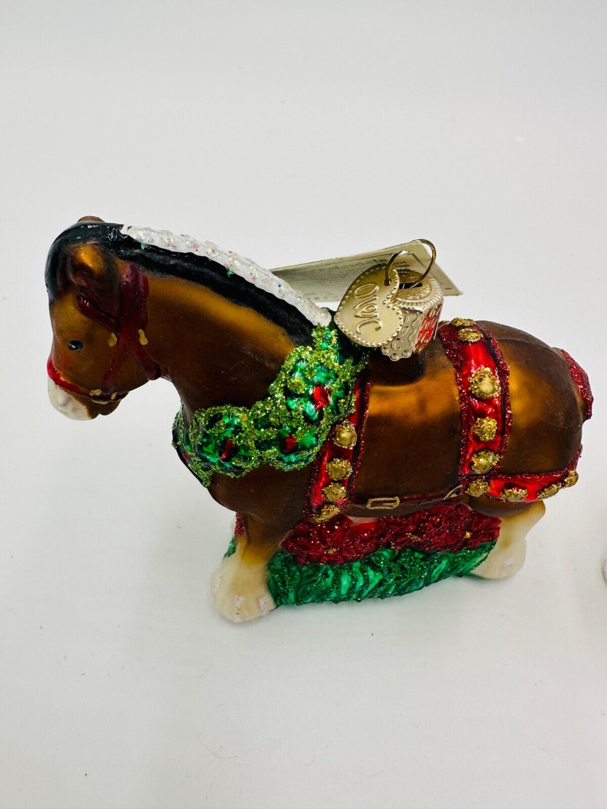 Old World Christmas Clydesdale Ornament 1st Bear 12255 Glass Blown Holiday