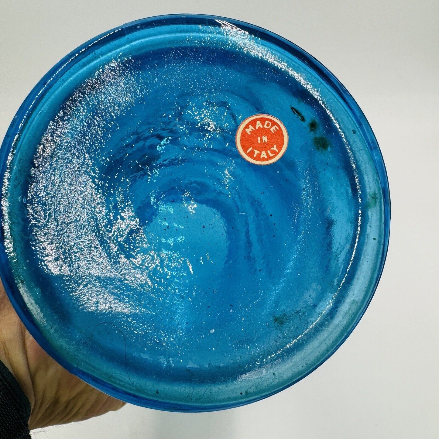Vintage MCM Empoli Harvest Fruit Blue Embossed Apothecary Jar with Lid 17"