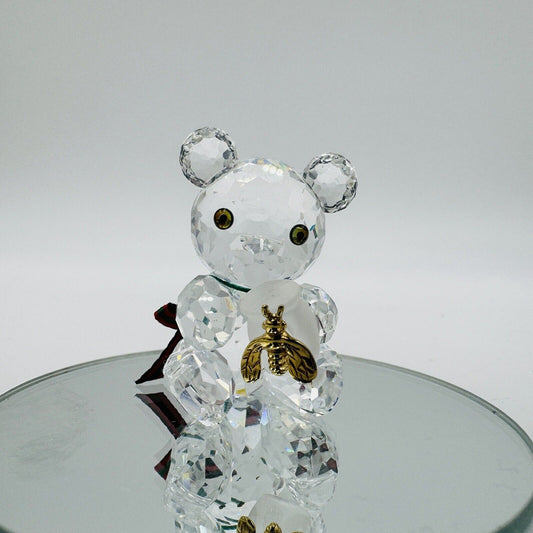 Swarovski Crystal Kris Bear with Honey Pot and Bee Figurine Austria Iridescent
