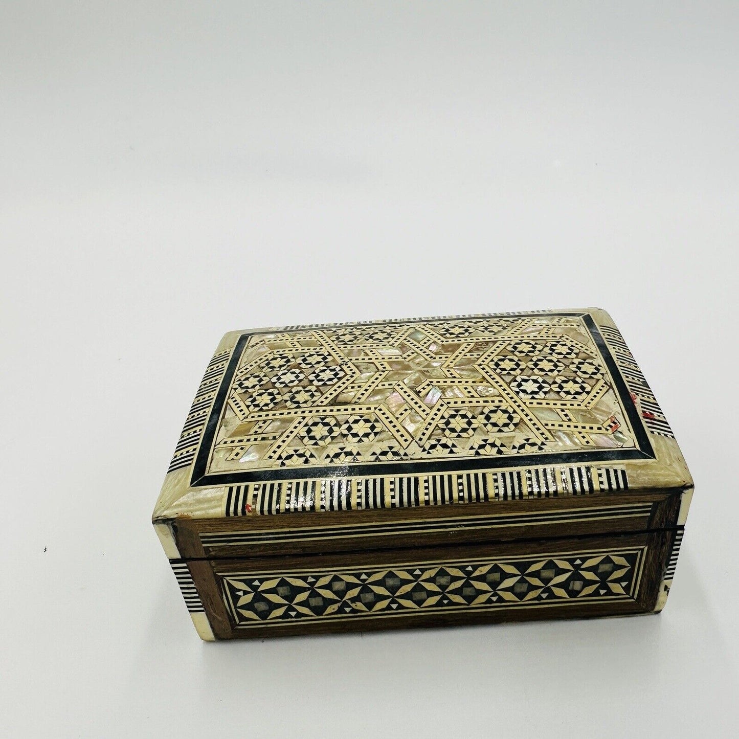 Mosaic Jewelry Box Marquetry Moorish Vintage Handmade Detailed Art Patterns