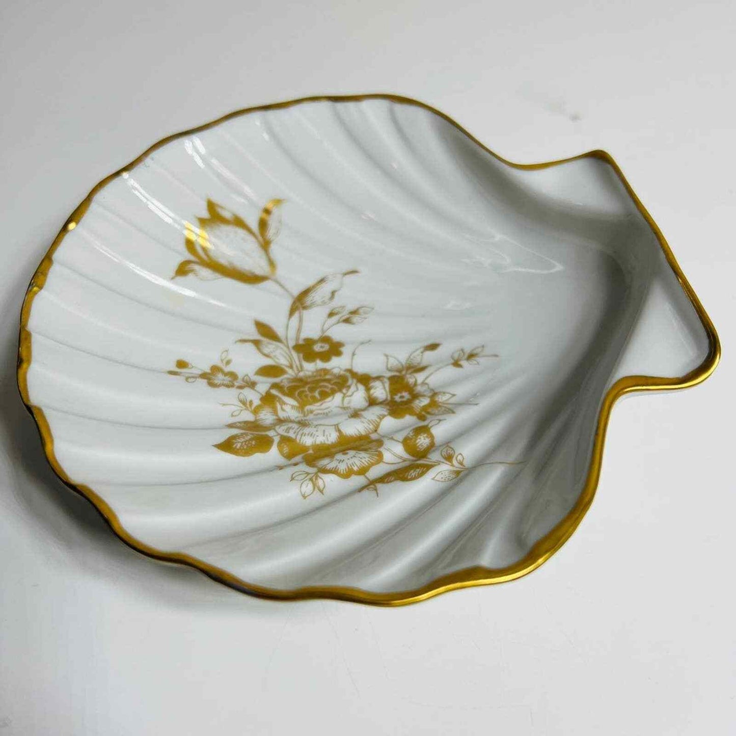 Limoges France Dish Sea Shell Trinket Hand Painted Flora Design European Decor