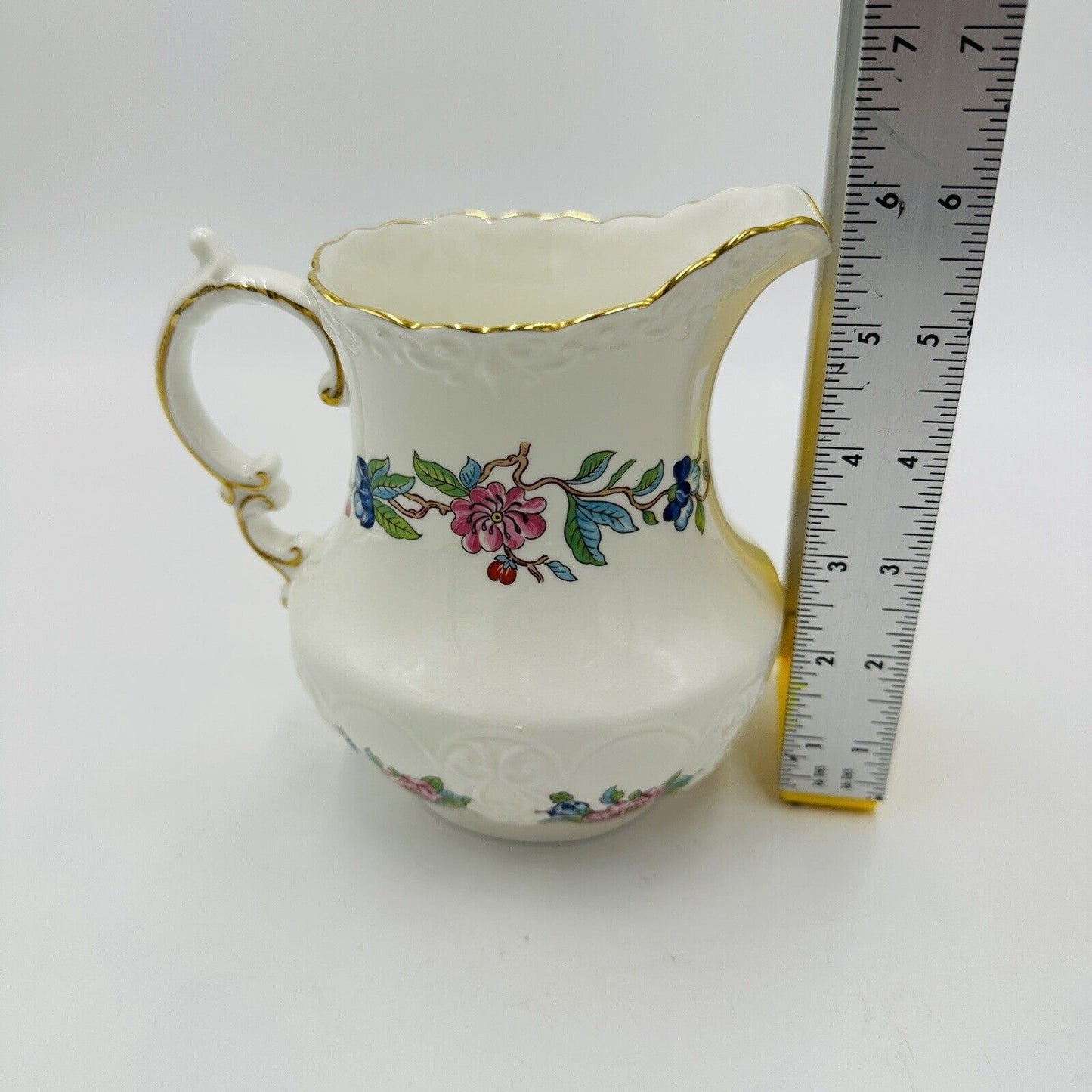 Aynsley Pitcher Porcelain Pembroke Floral 6in H 18th Century Design Large