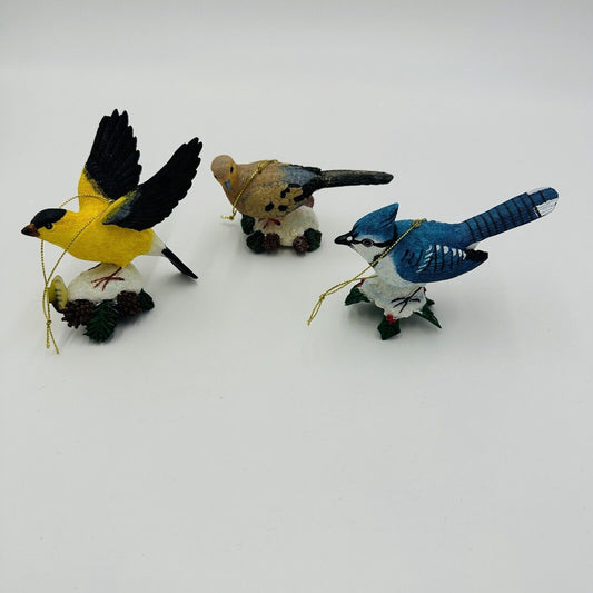 The Danbury Mint Ornaments Songbirds Set Of 3 Morning Dove Blue Jay Goldfinch