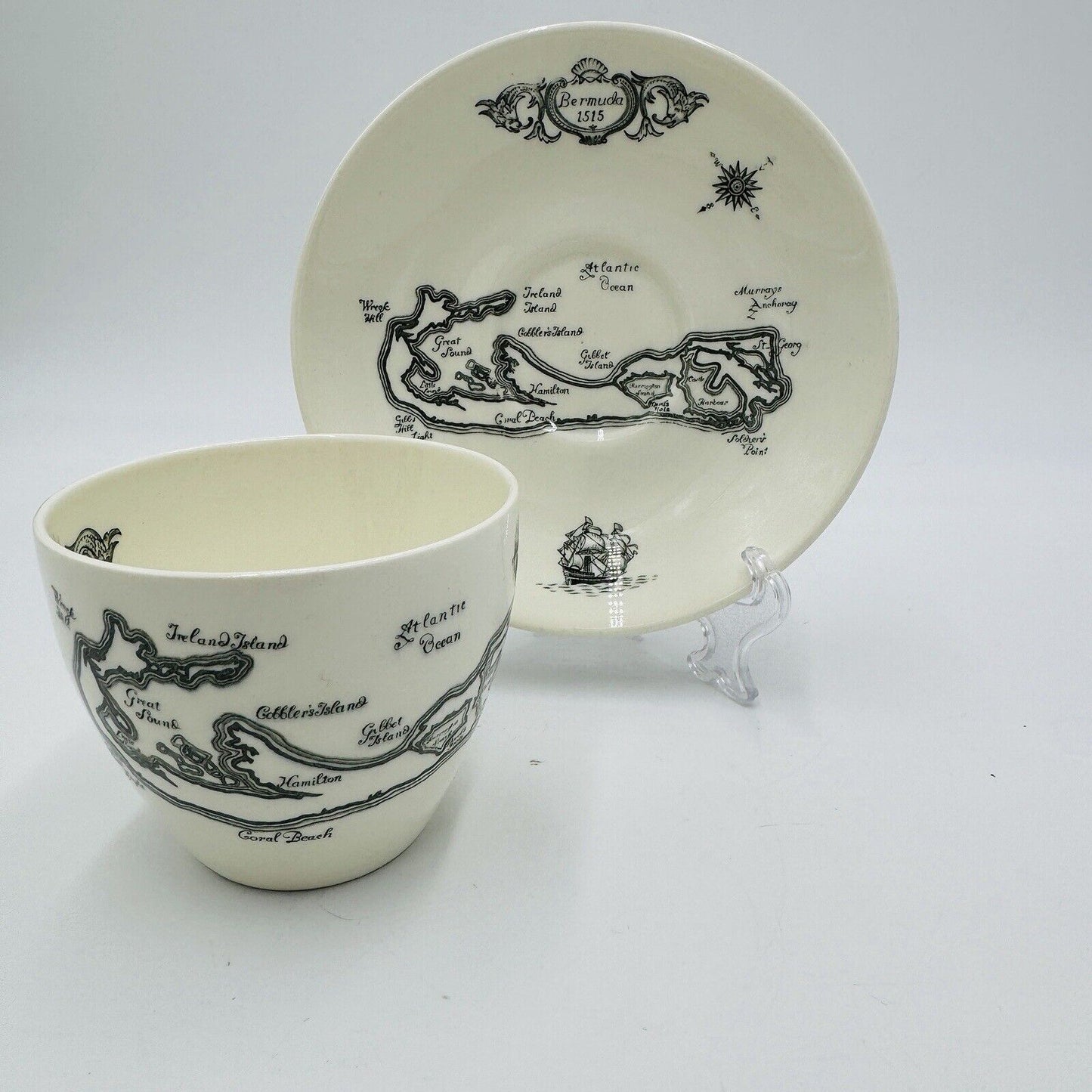 Vintage Wedgwood Bermuda Teacup & Saucer Made for A.S. Cooper & Sons Porcelain
