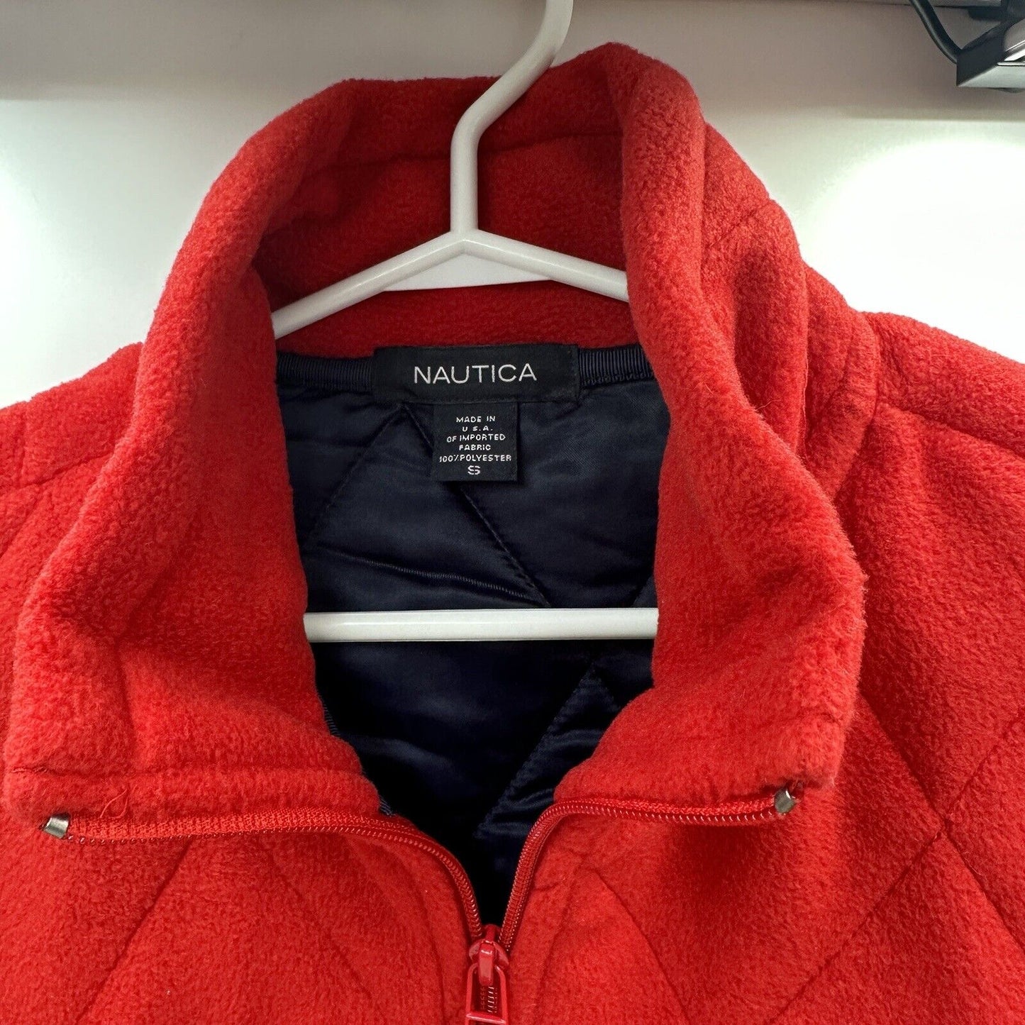 Nautica Nautech Women's Size S Vest Made in USA Regular Fit Fleece Red Quilted