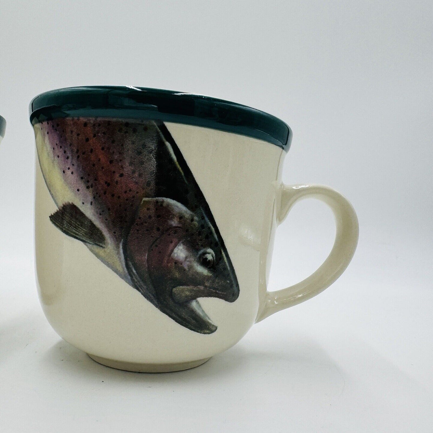 Vtg Angler's Expressions 1998 Trout  Tienshan By Geoff Hager Coffee Mugs Set 2