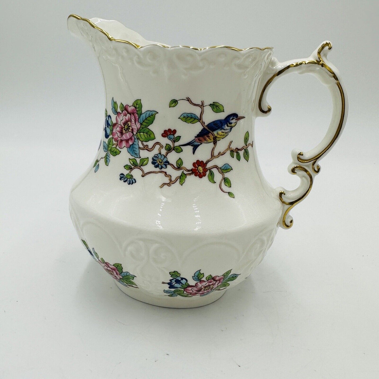 Aynsley Pitcher Porcelain Pembroke Floral 6in H 18th Century Design Large
