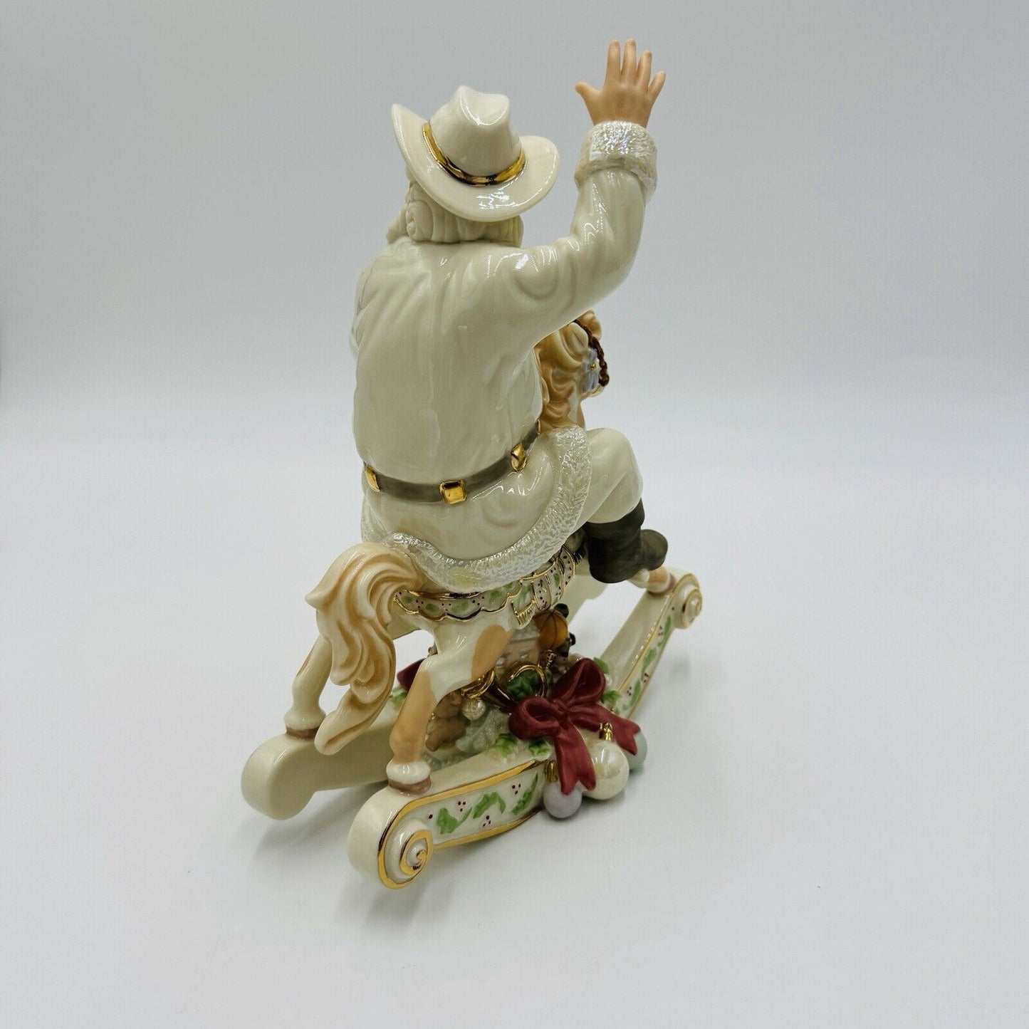 Lenox Porcelain Wild West Classic Edition Santa On a Rocking Horse Gold 8.5"