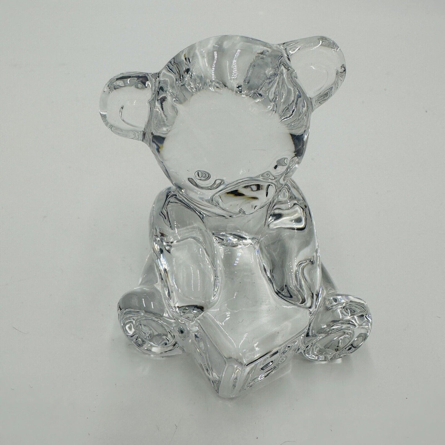 Waterford Crystal Figurine Teddy Bear ABC Block Paperweight 3in Vintage Clear
