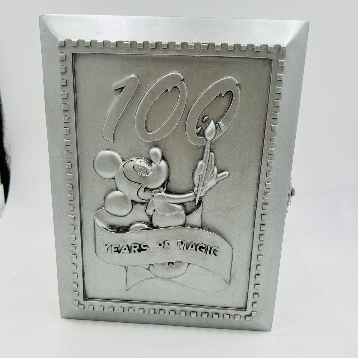Disney Silver Pewter Picture Frame 100 Years of Magic Mickey Case with Pin 4x6