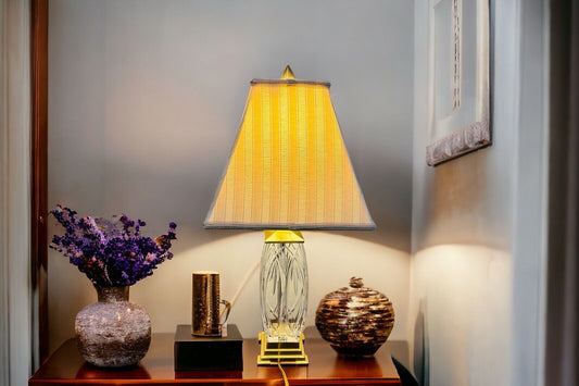 Waterford Crystal Finn Versailles Table Lamp w/Brass Base 26" Original Shades