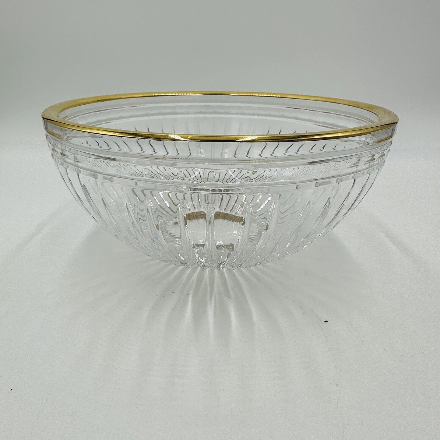 Waterford Bowl Crystal Hanover Gold Rim 4in X 8.5in Retired Vintage Marquis