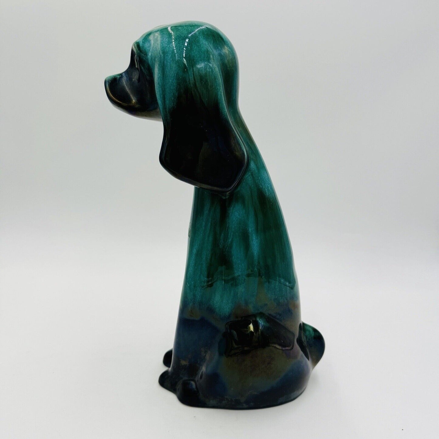 MCM Blue Mountain Canada Pottery 13 1/2" Tall Hound Dog Green Figurine