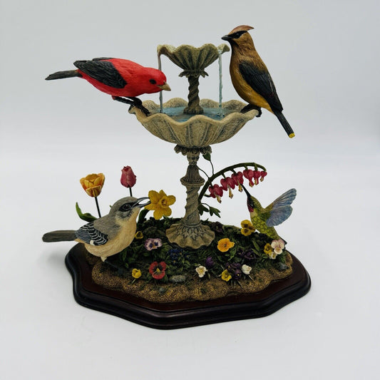 The Danbury Mint Spring Gathering By Bob Guge Bird Bath Flowers Figurine