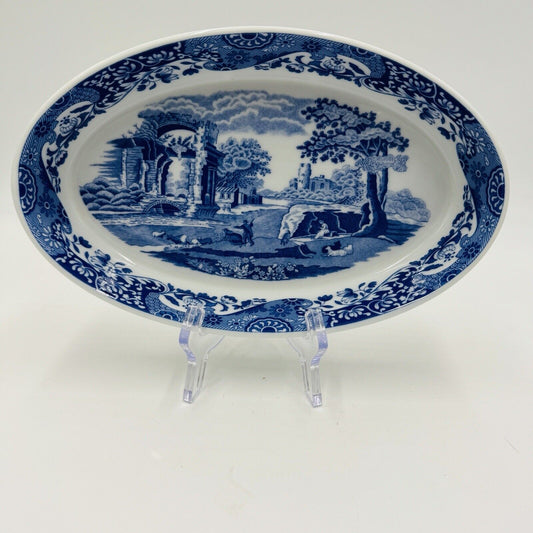 Vintage Spode England Blue Italian (Oven To Table) 11" Oval Baker dish #C.1816