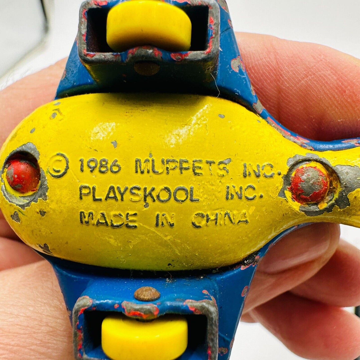 Muppets Diecast Grover Metal Airplane 2.5in Vintage Sesame Street Toy Worn 1986