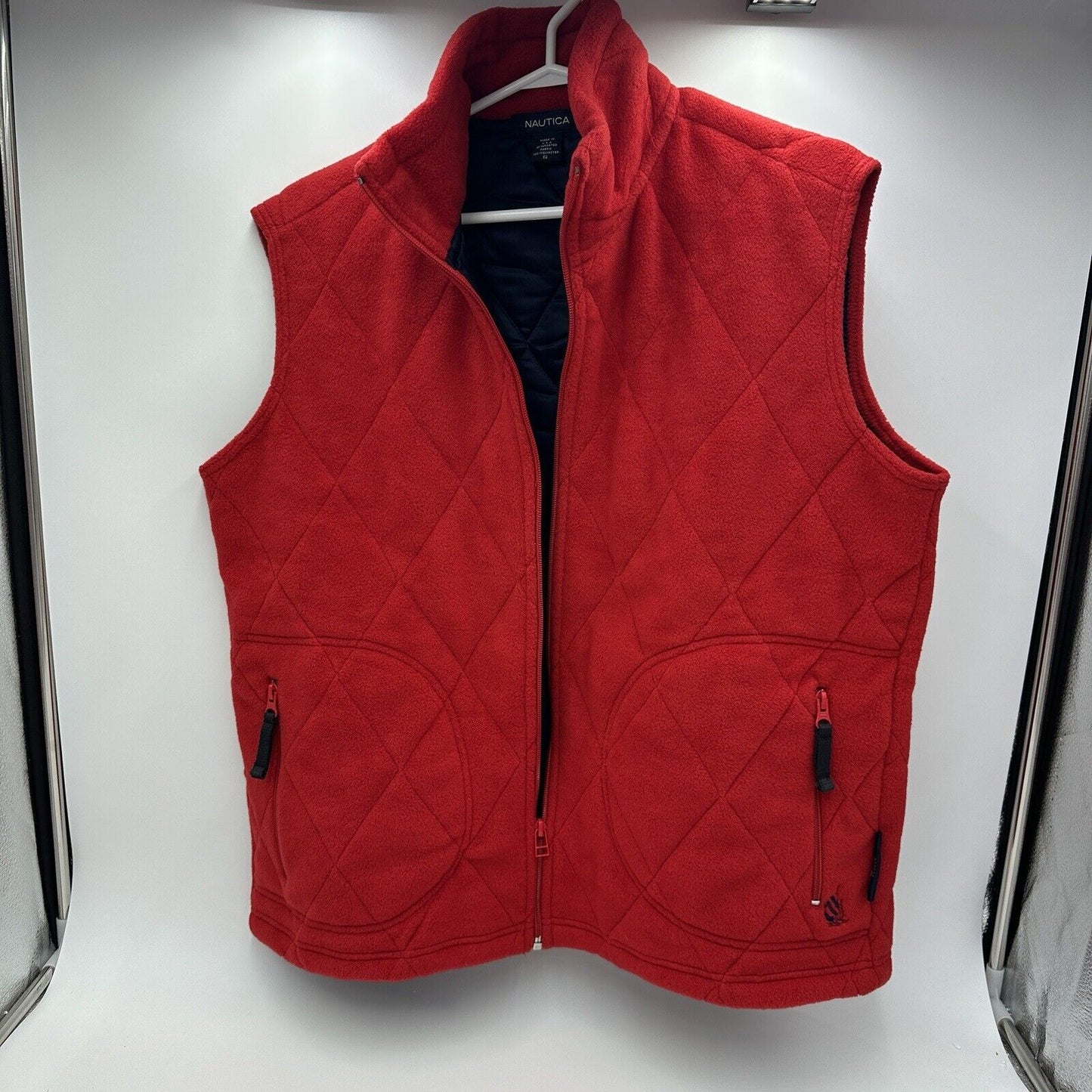 Nautica Nautech Women's Size S Vest Made in USA Regular Fit Fleece Red Quilted