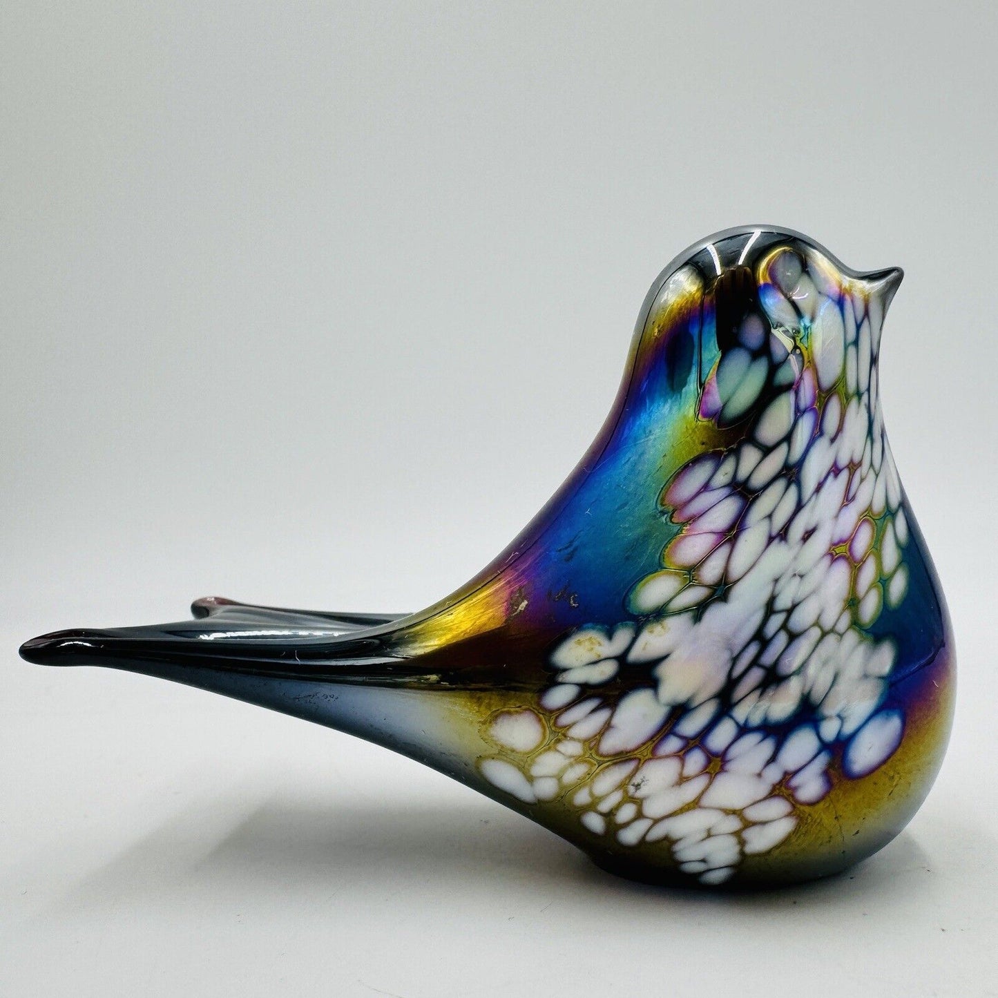 Vtg Pele’s Glass Hawaii Bird Iridescent Carnival Paperweight Figurine
