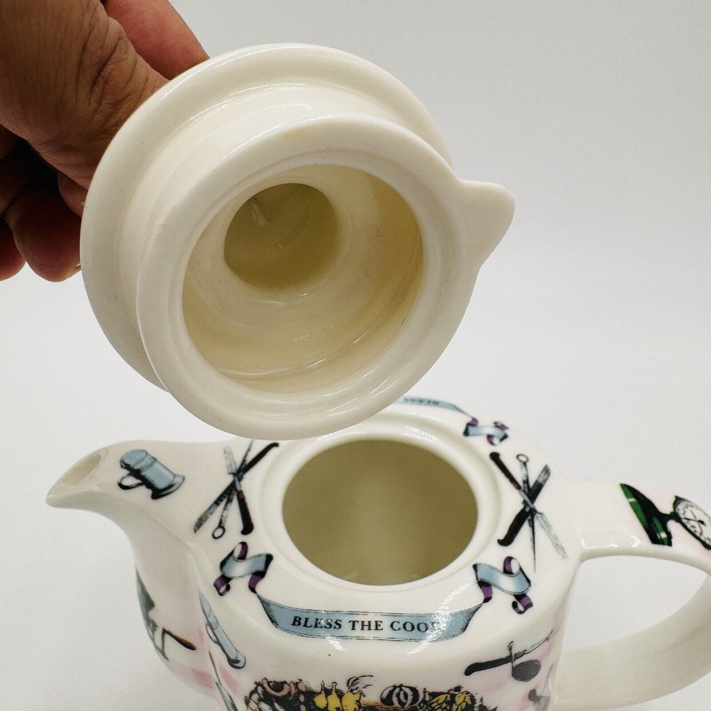 Vintage Paul Cardew Porcelain Bless The Cook Teapot Bone China Mini Teapot 2008