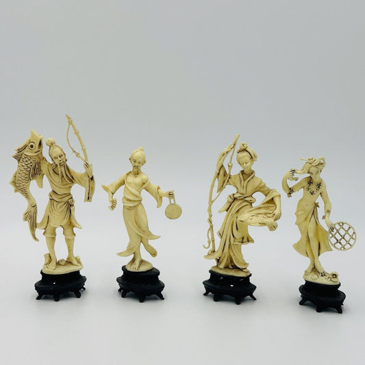 Fontanini Depositato Figurines Fishermen Set 4 Italy Chinese Pieces Vintage